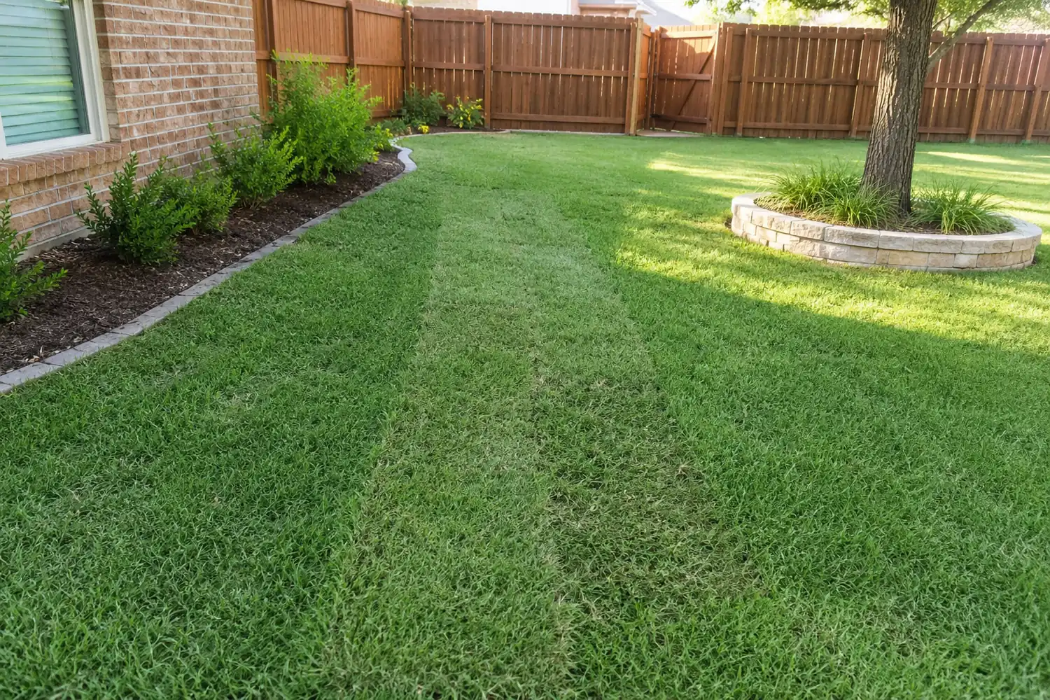 Restored sod over a completed gas line trench, gas change near me service in Carrollton